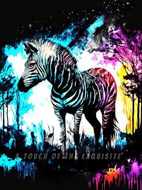 4x6 Galaxy Zebra Watercolor Oil Painting Fantasy Art Print